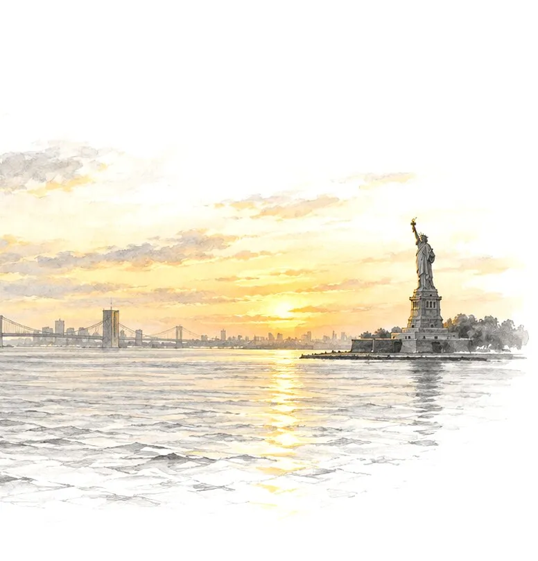 The Statue of Liberty in New York Harbor